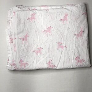 Pottery Barn Kids Unicorn White and Pink Twin Flat Sheet